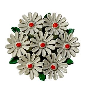 Vintage 1960s Mod Daisy Bouquet Flowers Brooch